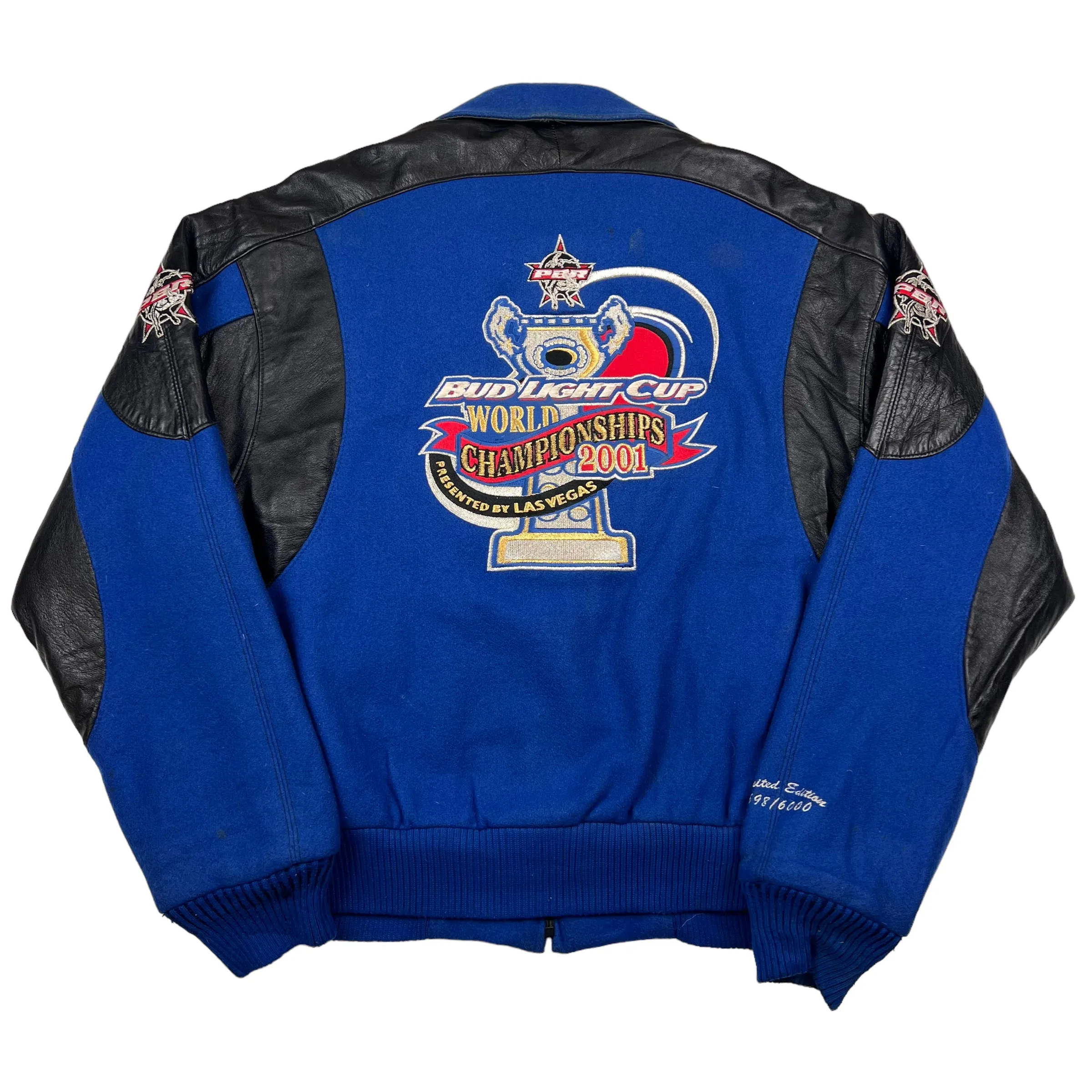 Bud Light Cup PBR World Championships 2001 Racing Leather Varsity Jacket