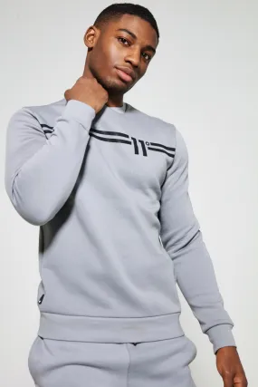 Chest Stripe Sweatshirt - Silver / White