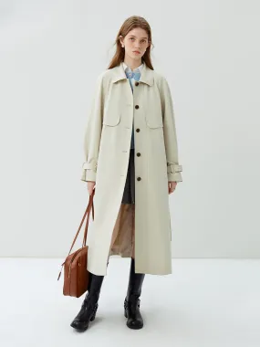 Classic Simple Lapel Silhouette Autumn New Waist Belt Long Trench Coats