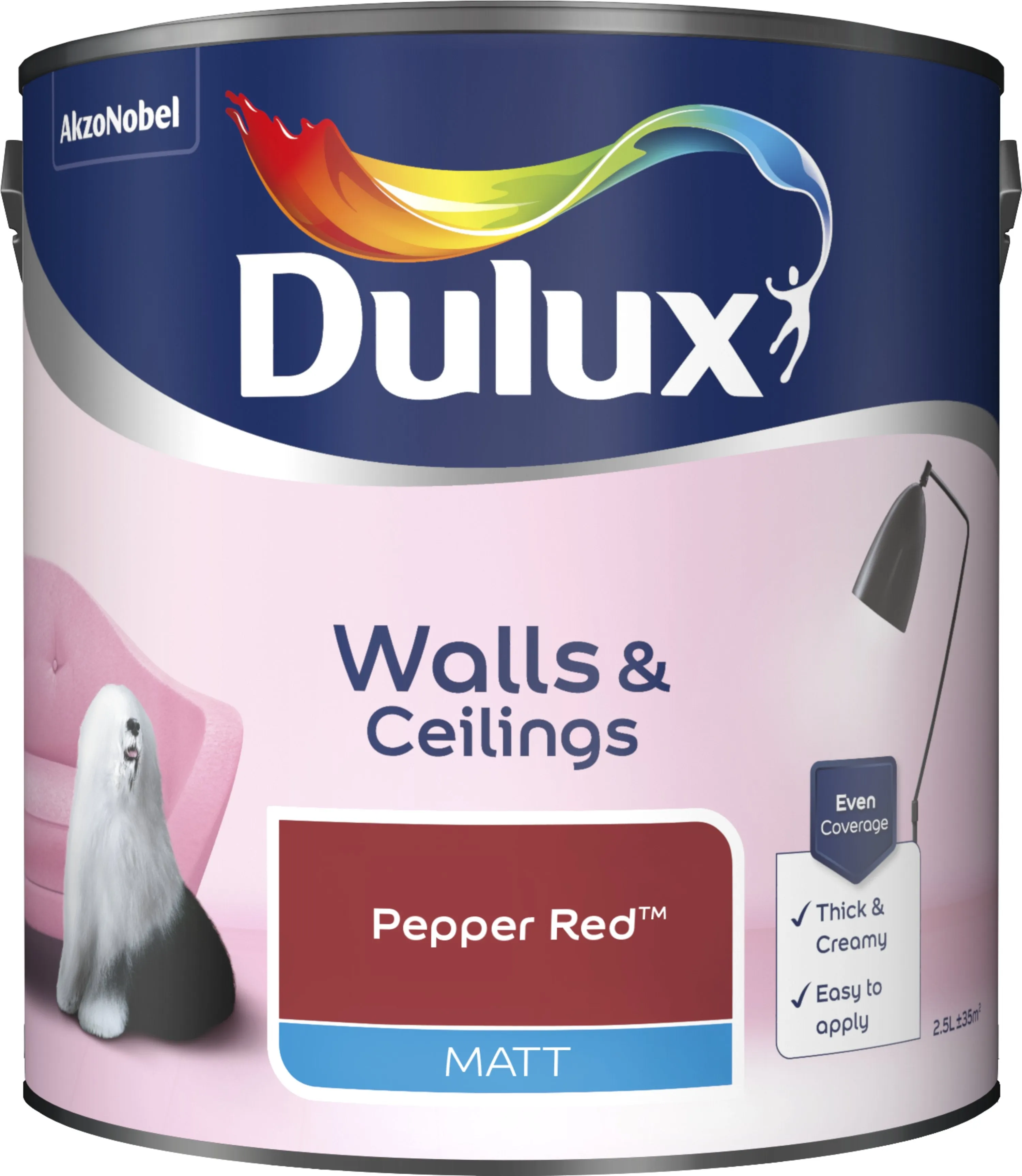 Dulux Matt Emulsion Paint For Walls And Ceilings - Pepper Red 2.5L