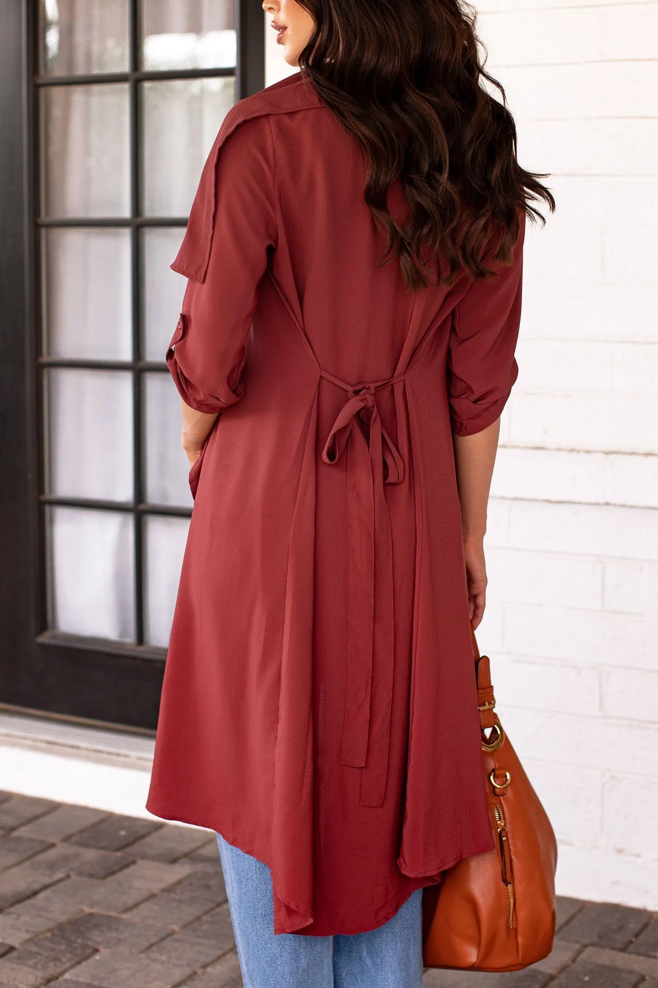 Getting There Burgundy Lightweight Trench Coat