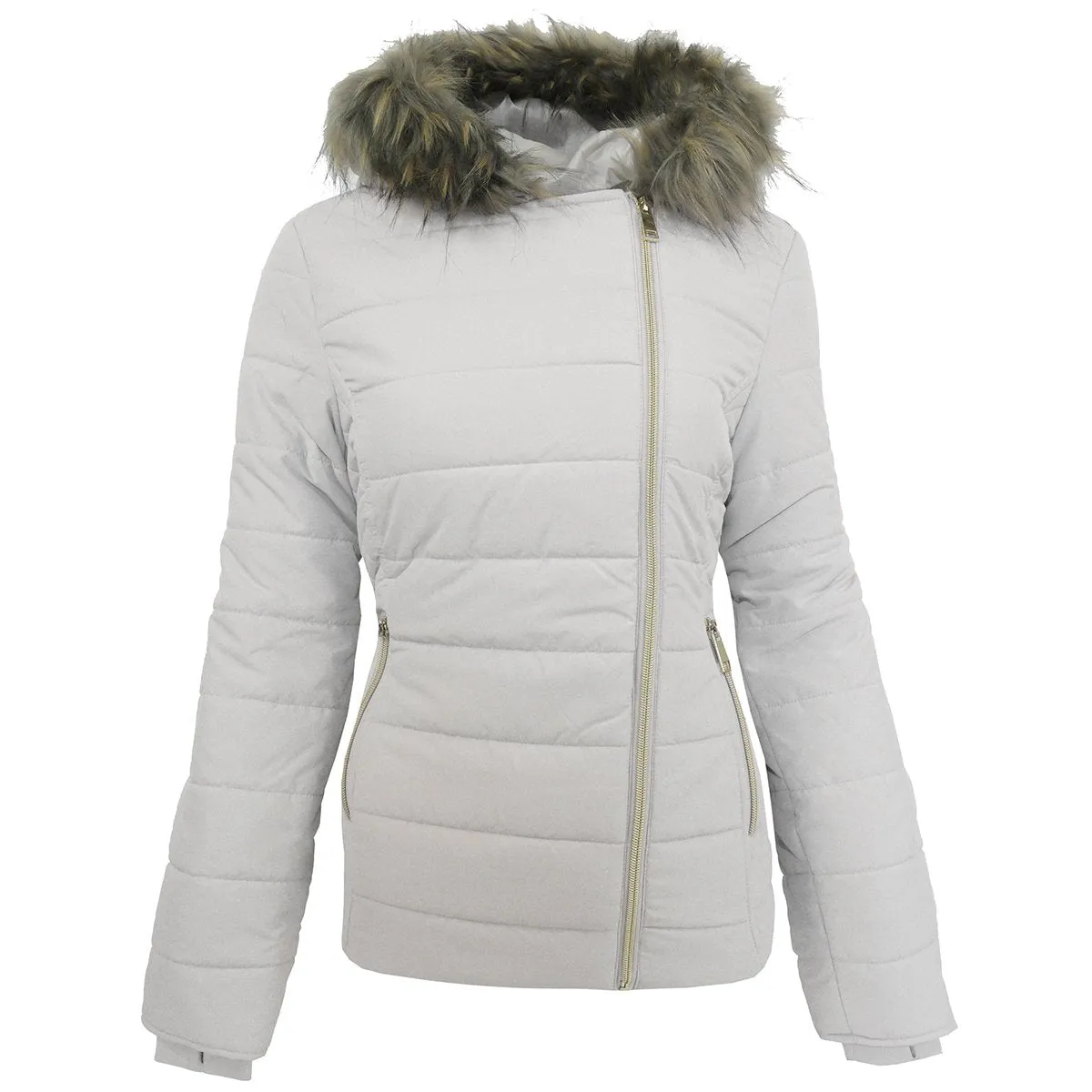 Maralyn & Me Juniors' Asymmetrical Zip Puffer Jacket