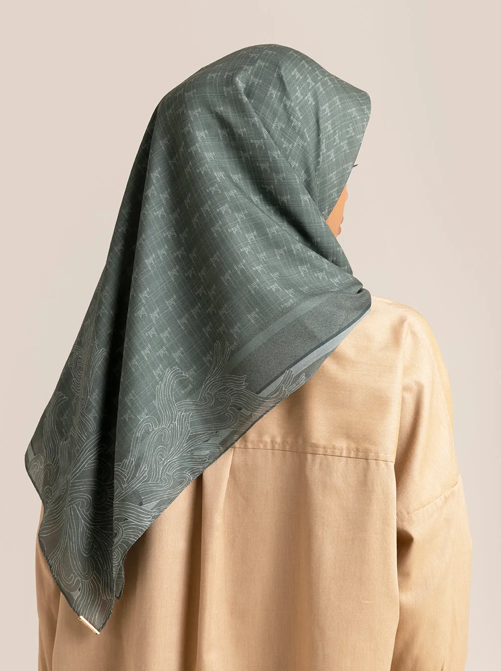 MONOGRAM SCARF SMOKE TEAL