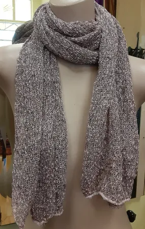 Nubby Knit Scarf - Dusty Rose & Black