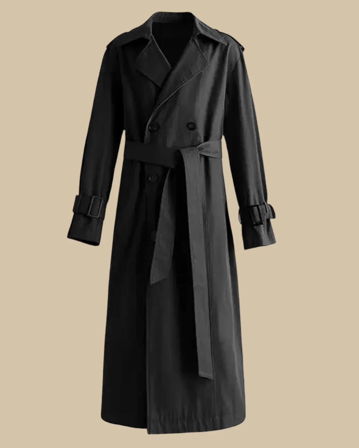 Recycled Classic Men Double Breasted Long Trench Coat