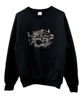 Venice Black Graphic Unisex Crewneck Sweatshirt